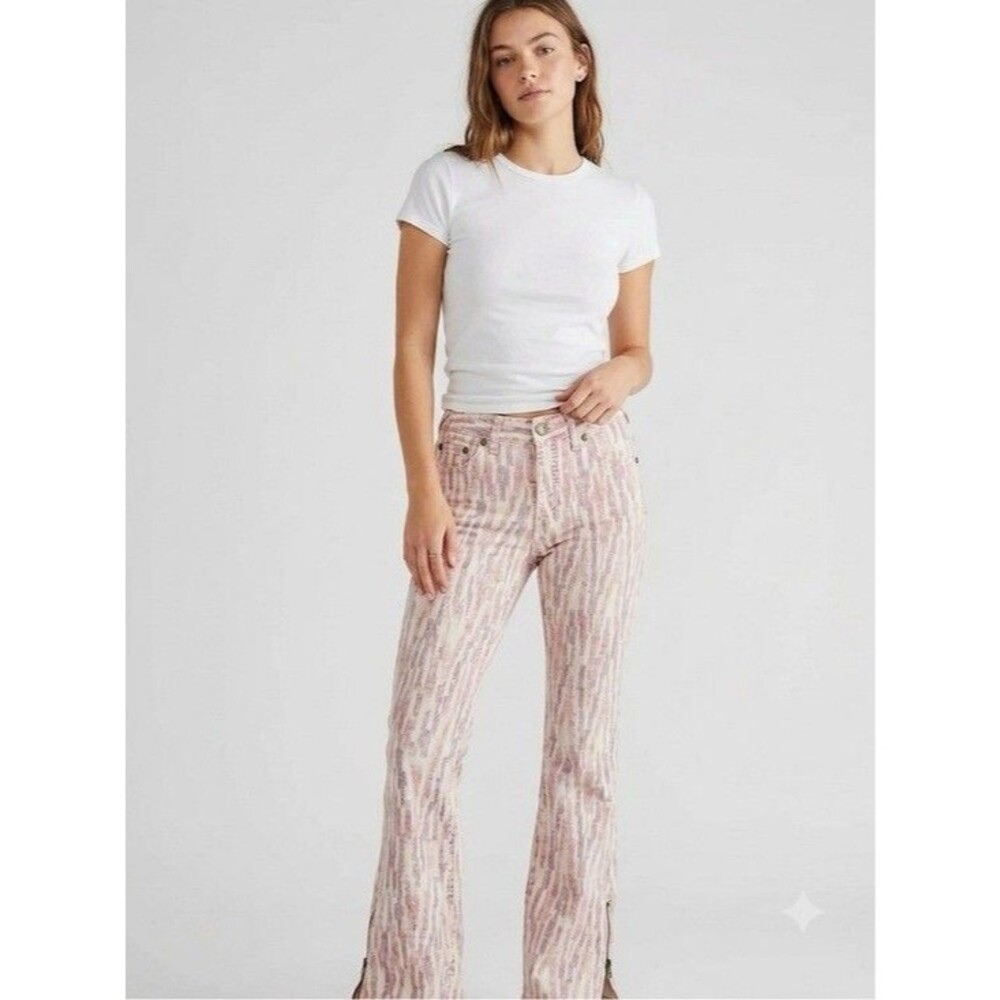 Free People Patterned Denim Jeans